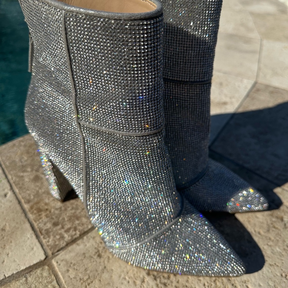 Steve Madden Silver Rhinestone Heeled Boots only wore twice - Picture 2 of 10